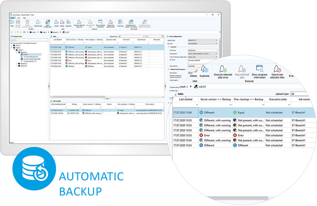 Skjermbilde Versiondog: Automatisk backup.